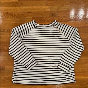 LOFT Outlet Navy & White Striped Long Sleeve Top w/Gold Buttons Size L/P